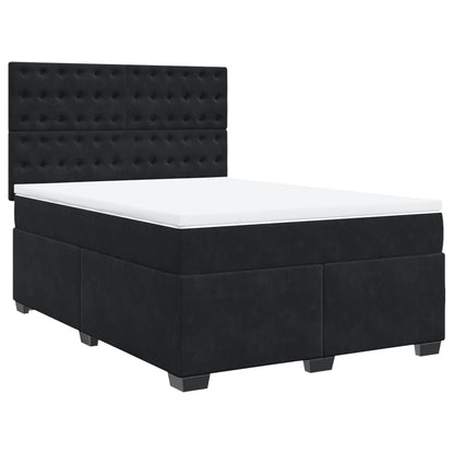 Boxspring met matras fluweel zwart 140x200 cm