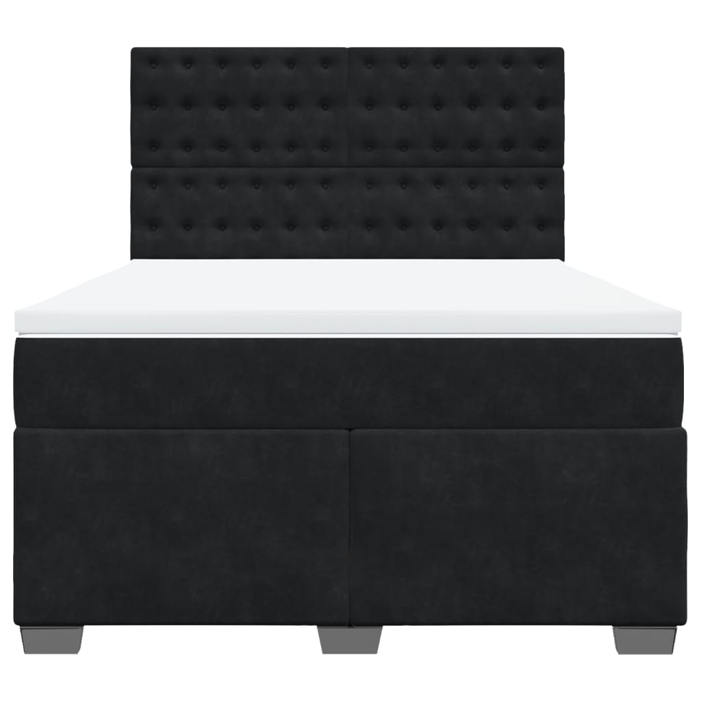 Boxspring met matras fluweel zwart 140x200 cm