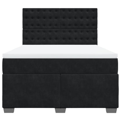 Boxspring met matras fluweel zwart 140x200 cm