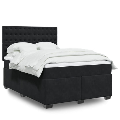 Boxspring met matras fluweel zwart 140x200 cm