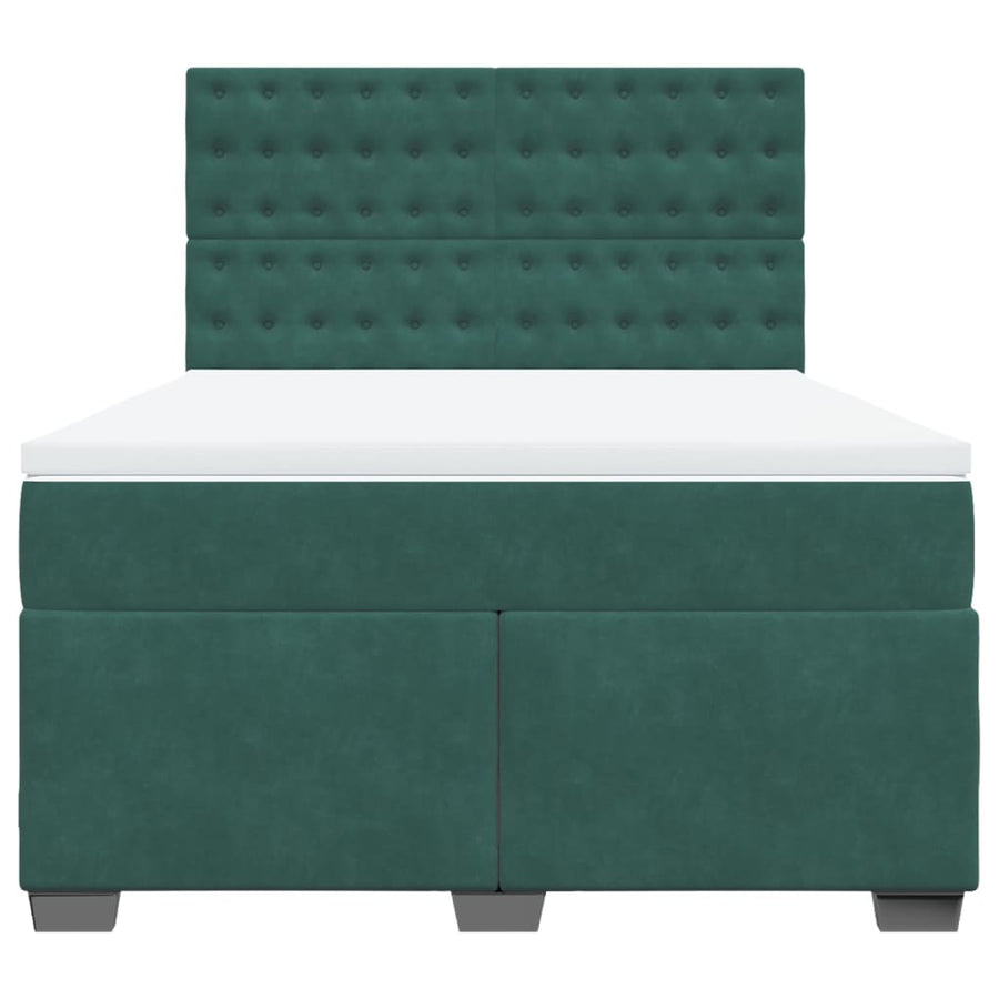 Boxspring met matras fluweel donkergroen 140x200 cm