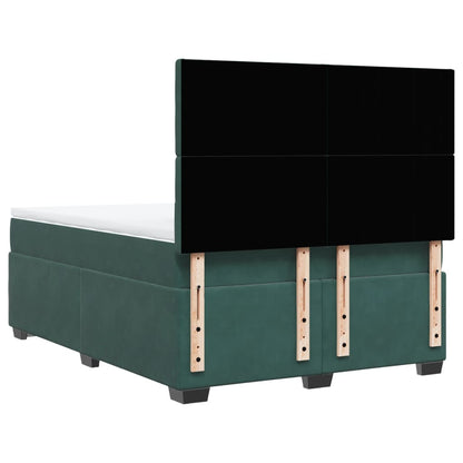 Boxspring met matras fluweel donkergroen 140x200 cm