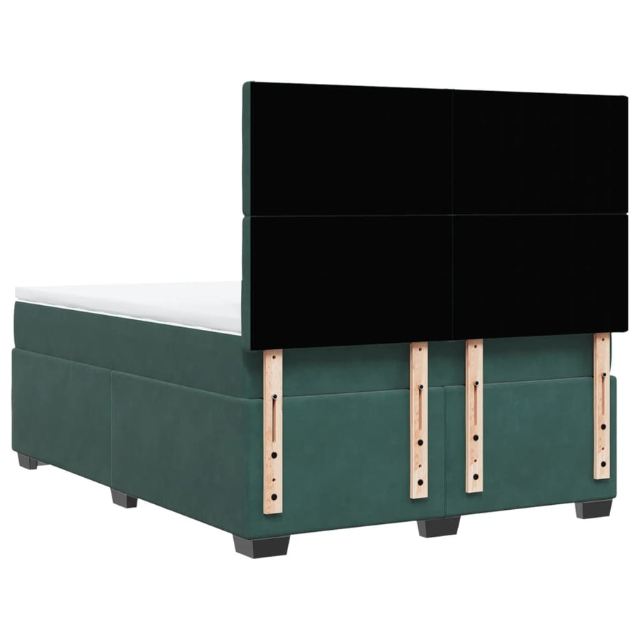 Boxspring met matras fluweel donkergroen 140x200 cm