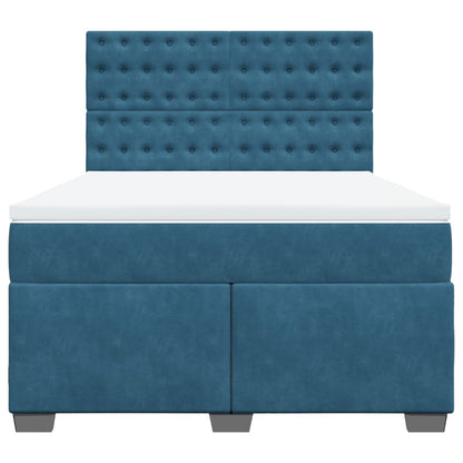 Boxspring met matras fluweel blauw 140x200 cm