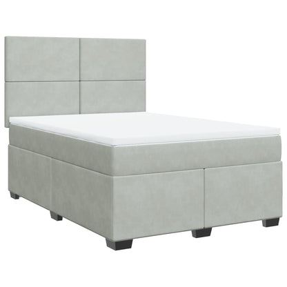 Boxspring met matras fluweel lichtgrijs 160x200 cm