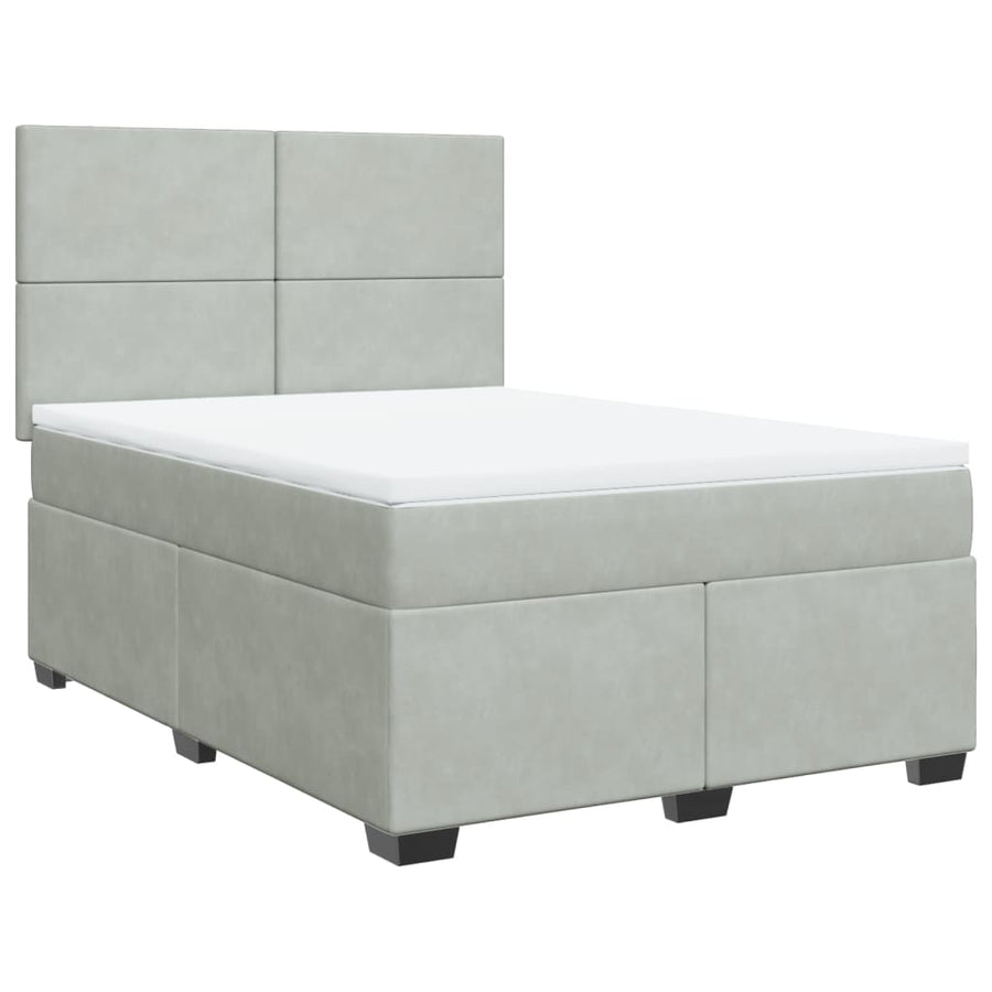 Boxspring met matras fluweel lichtgrijs 160x200 cm