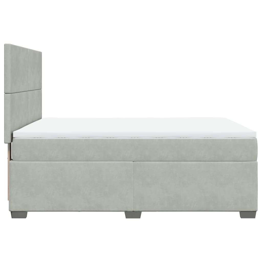 Boxspring met matras fluweel lichtgrijs 160x200 cm