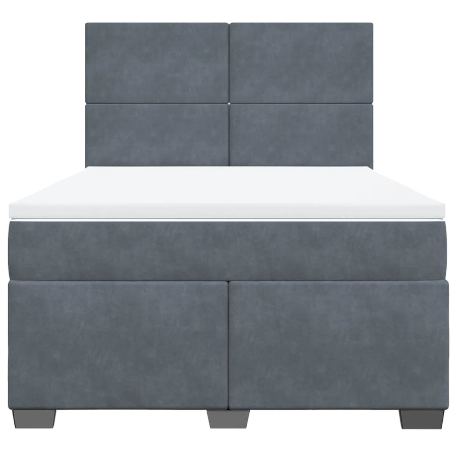Boxspring met matras fluweel donkergrijs 160x200 cm