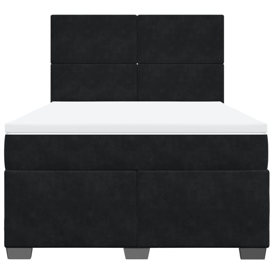 Boxspring met matras fluweel zwart 160x200 cm