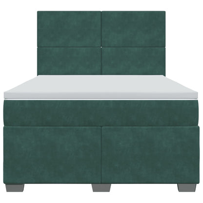 Boxspring met matras fluweel donkergroen 160x200 cm