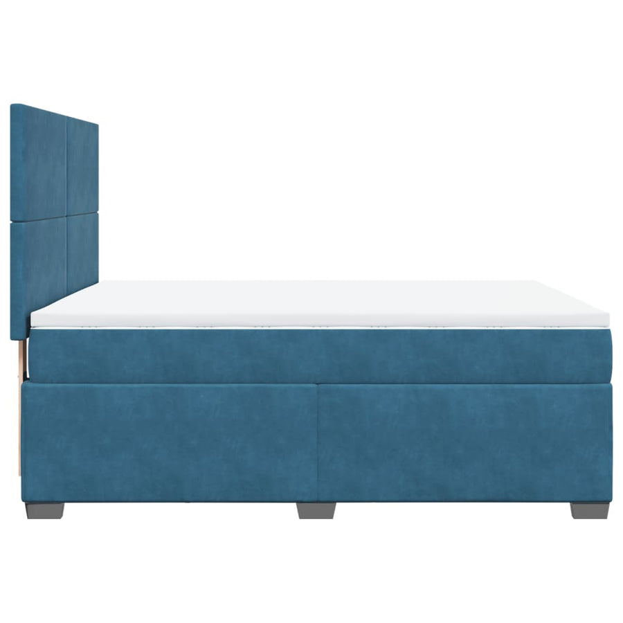Boxspring met matras fluweel blauw 160x200 cm