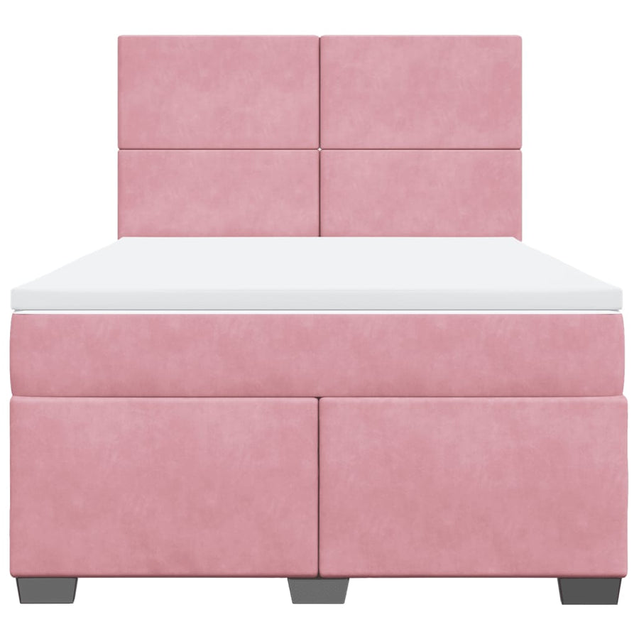 Boxspring met matras fluweel roze 160x200 cm
