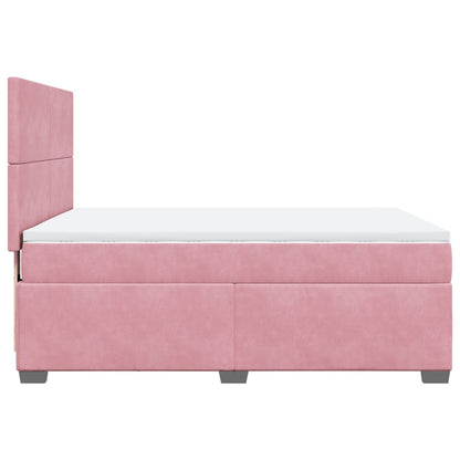 Boxspring met matras fluweel roze 160x200 cm