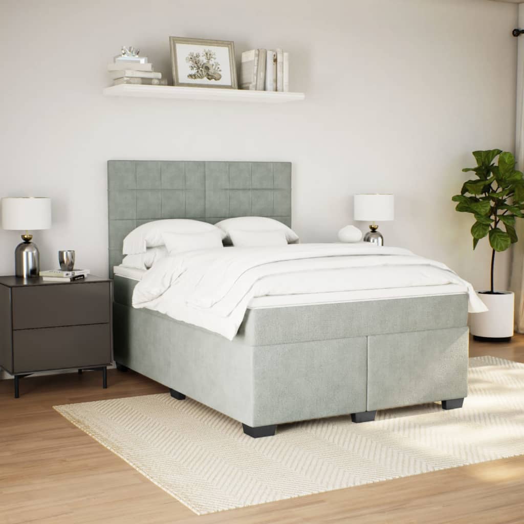 Boxspring met matras fluweel lichtgrijs 160x200 cm