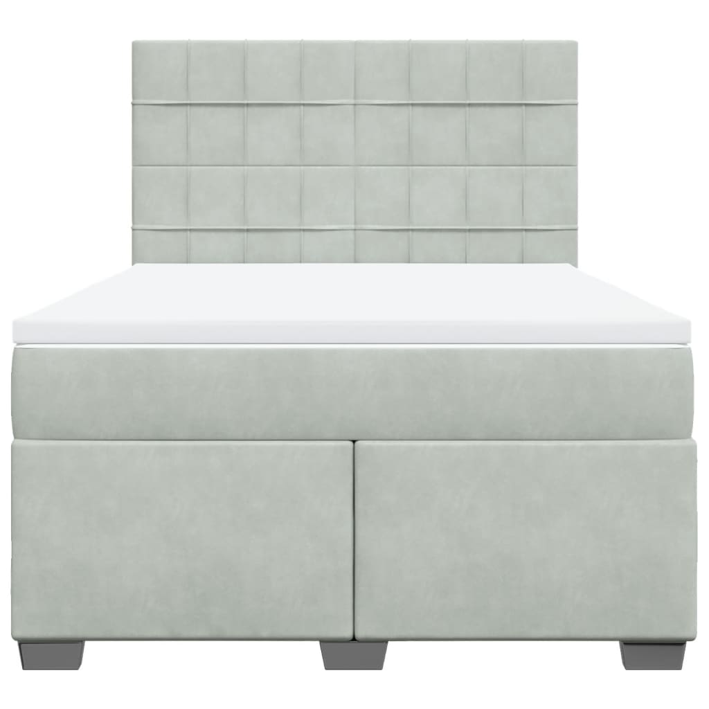 Boxspring met matras fluweel lichtgrijs 160x200 cm