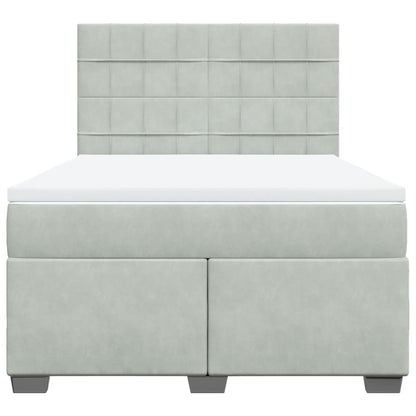 Boxspring met matras fluweel lichtgrijs 160x200 cm