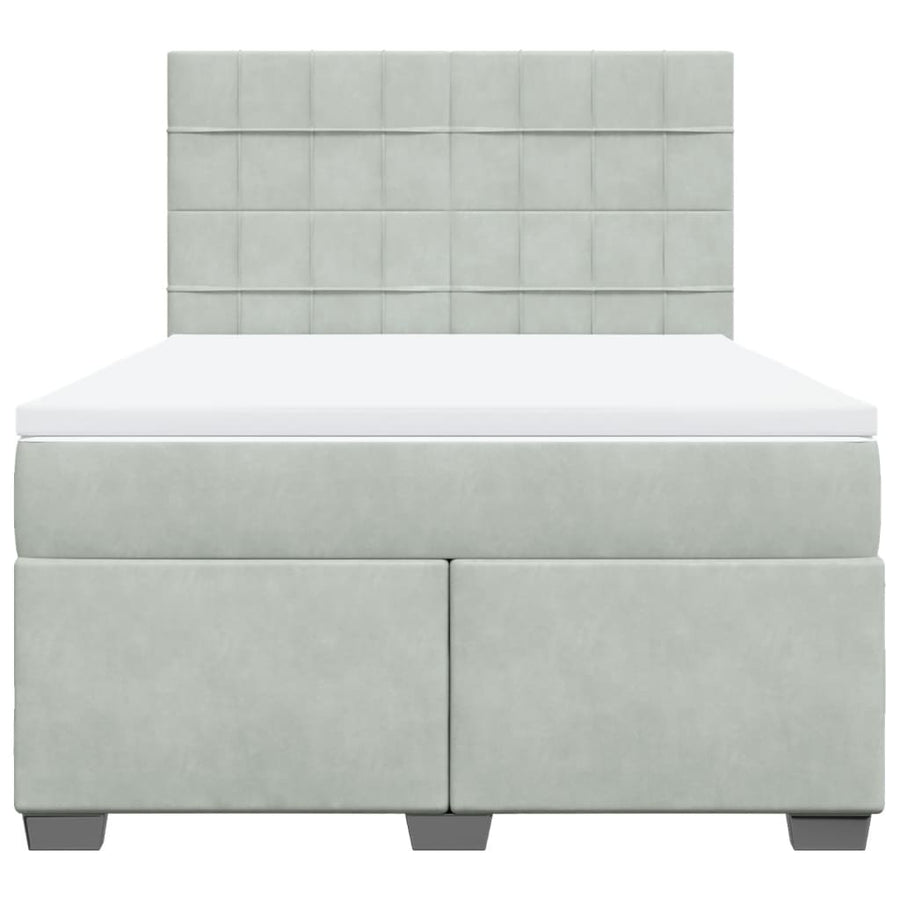 Boxspring met matras fluweel lichtgrijs 160x200 cm
