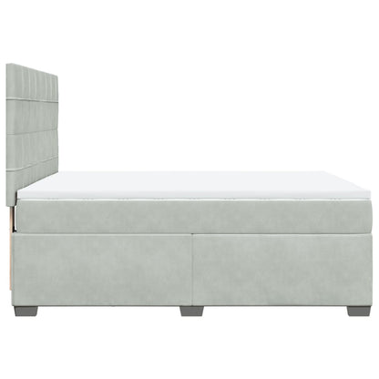 Boxspring met matras fluweel lichtgrijs 160x200 cm