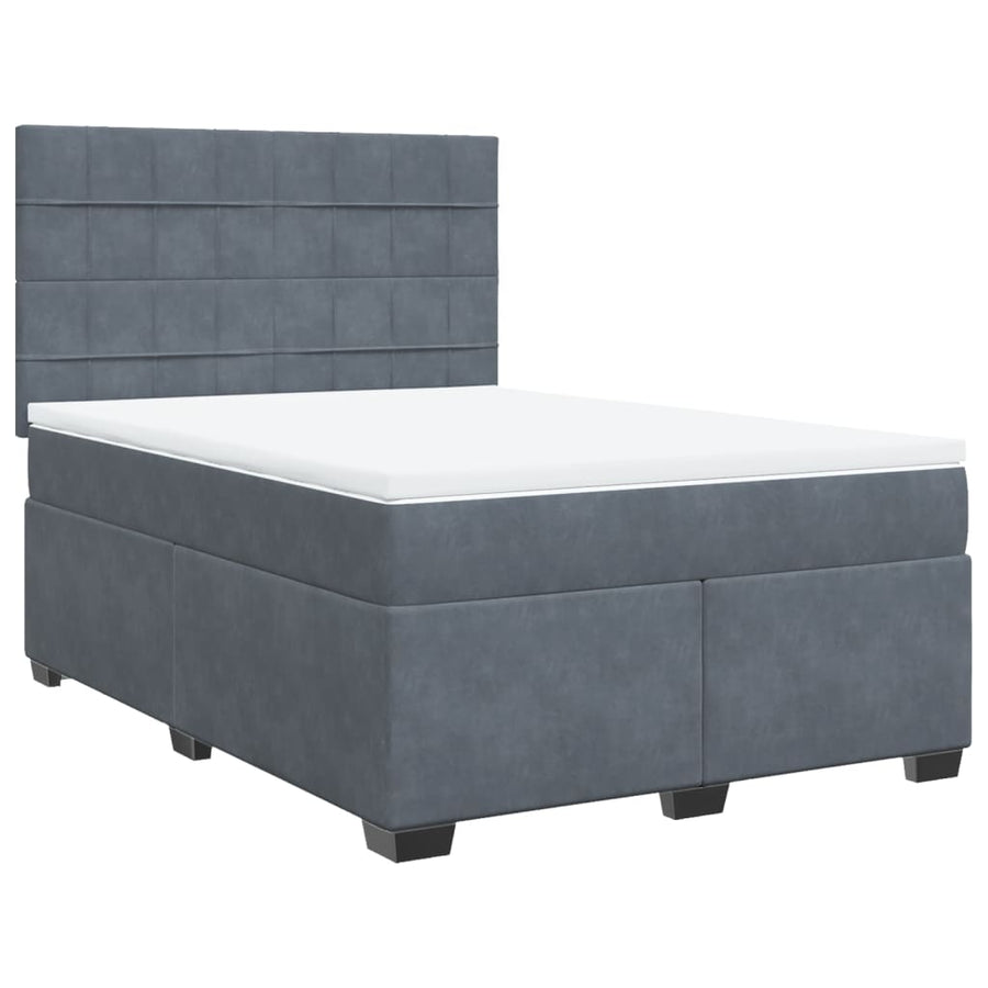Boxspring met matras fluweel donkergrijs 160x200 cm
