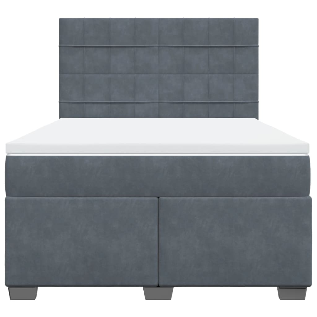 Boxspring met matras fluweel donkergrijs 160x200 cm