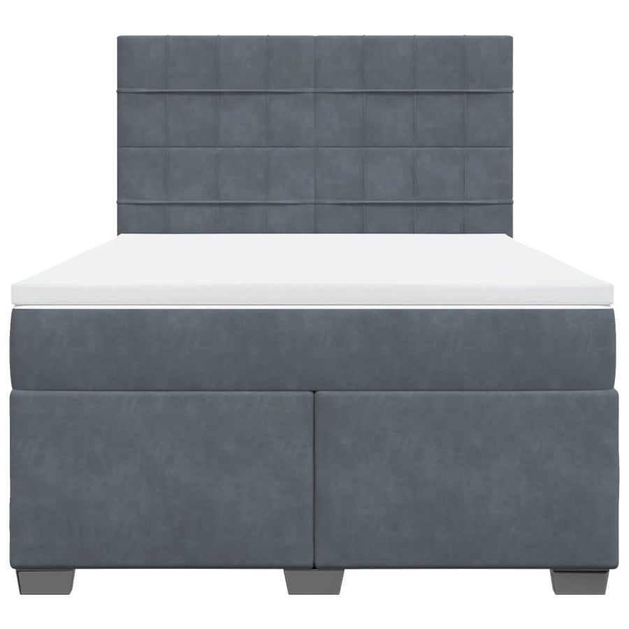 Boxspring met matras fluweel donkergrijs 160x200 cm