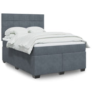 Box spring with mattress velvet dark grey 160x200 cm