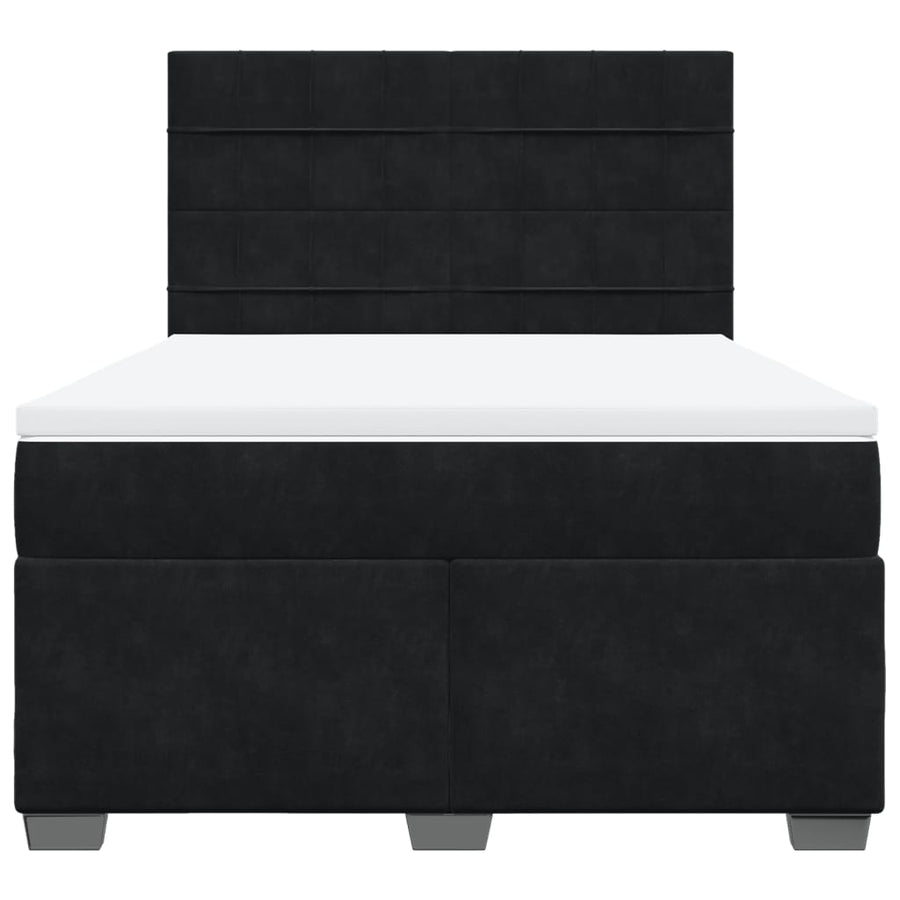 Boxspring met matras fluweel zwart 160x200 cm