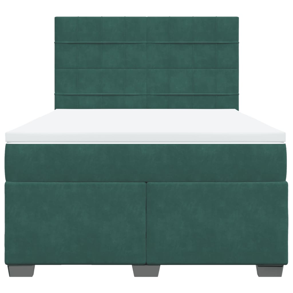 Boxspring met matras fluweel donkergroen 160x200 cm