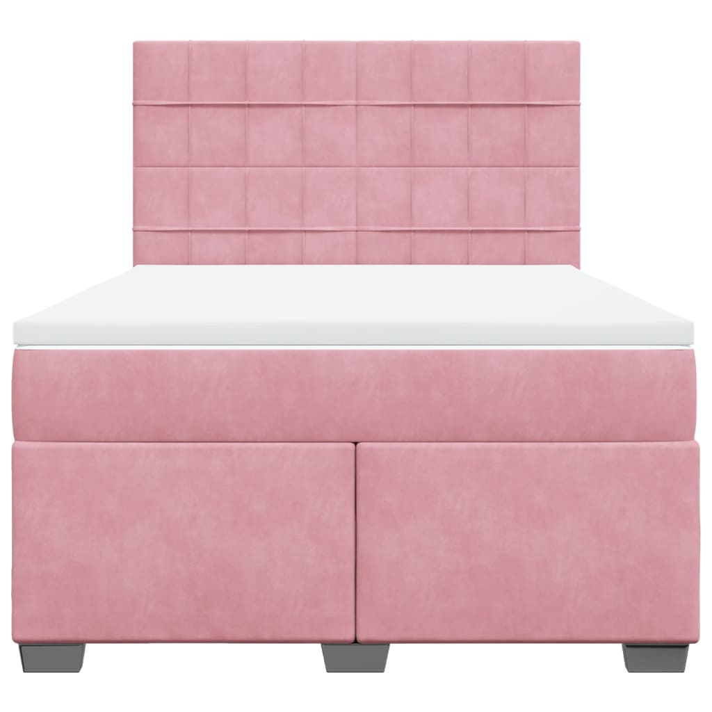 Boxspring met matras fluweel roze 160x200 cm