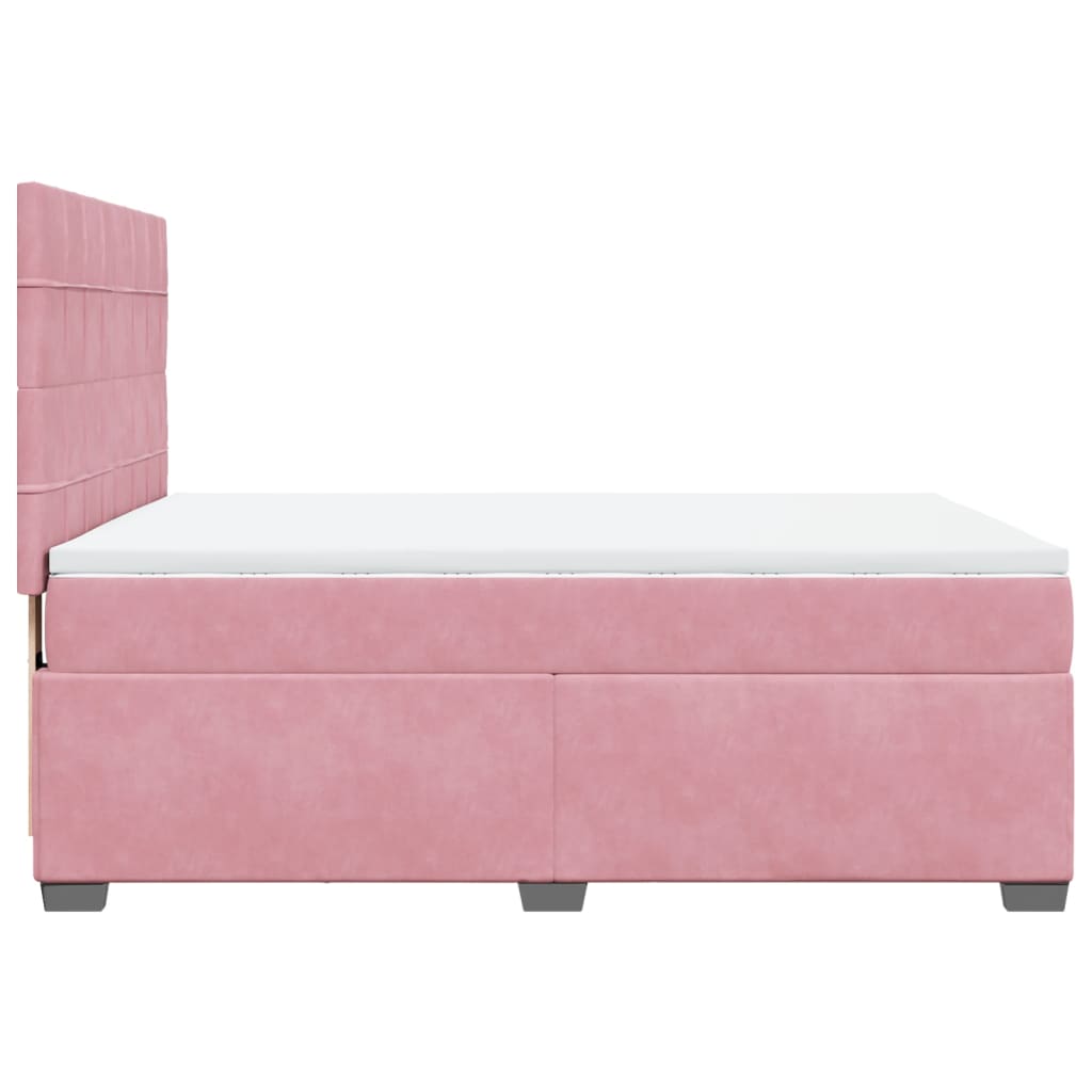 Boxspring met matras fluweel roze 160x200 cm