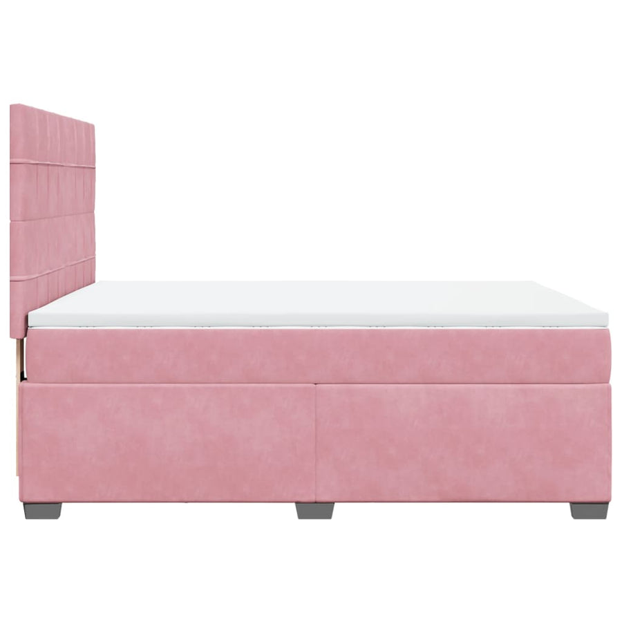Boxspring met matras fluweel roze 160x200 cm