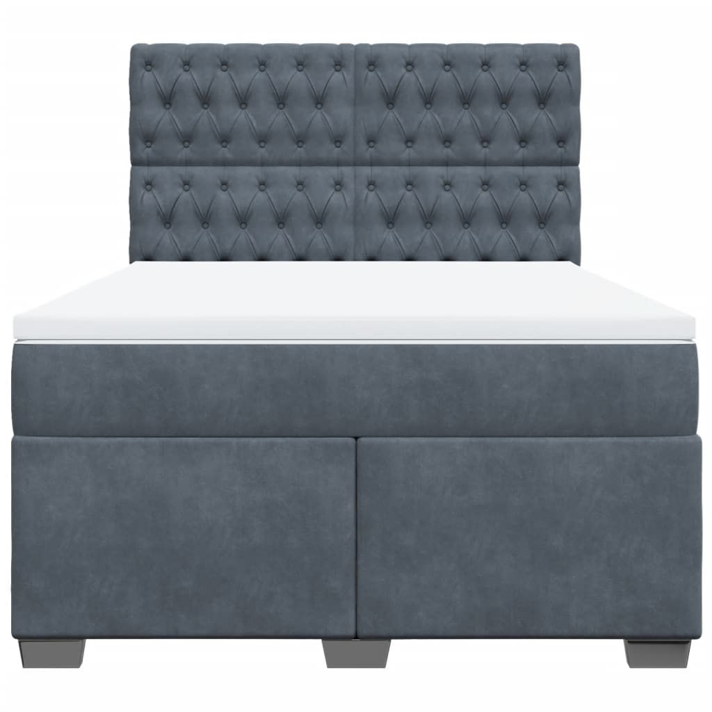 Boxspring met matras fluweel donkergrijs 160x200 cm
