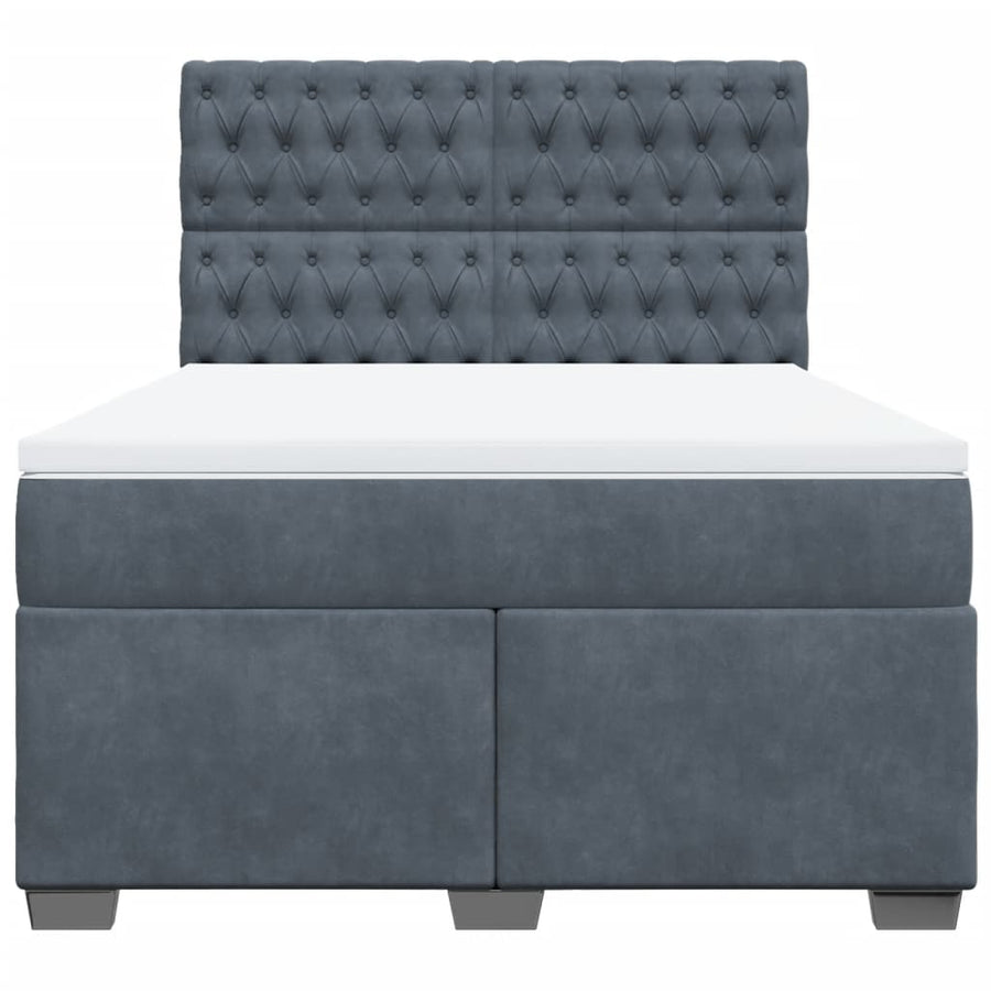 Boxspring met matras fluweel donkergrijs 160x200 cm