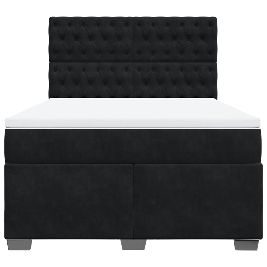 Boxspring met matras fluweel zwart 160x200 cm