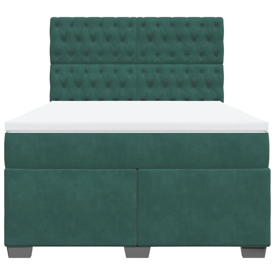 Boxspring met matras fluweel donkergroen 160x200 cm