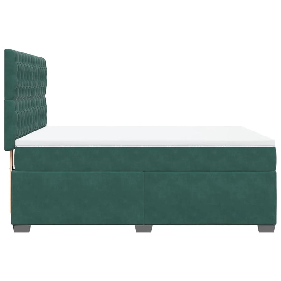 Boxspring met matras fluweel donkergroen 160x200 cm