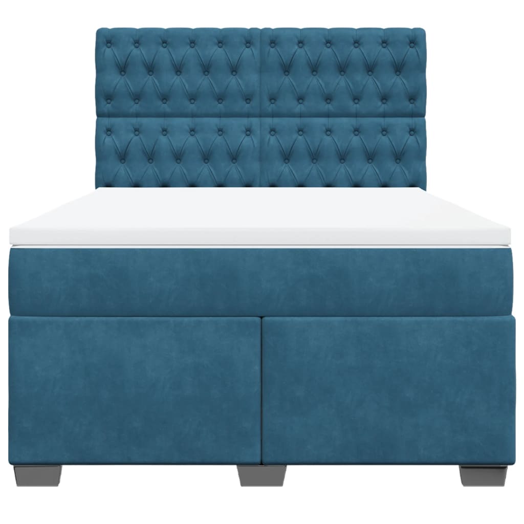 Boxspring met matras fluweel blauw 160x200 cm