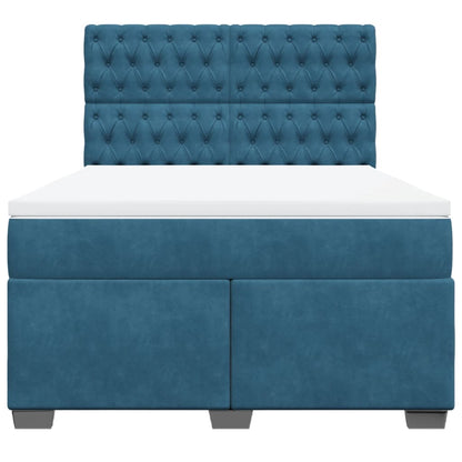 Boxspring met matras fluweel blauw 160x200 cm