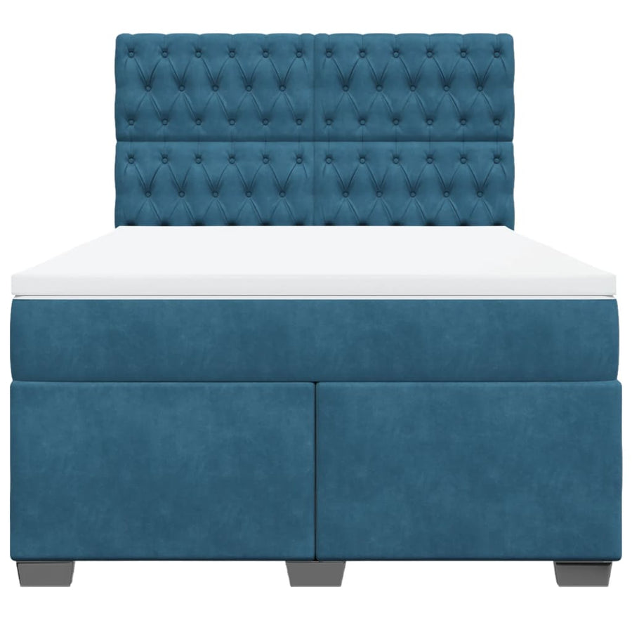 Boxspring met matras fluweel blauw 160x200 cm