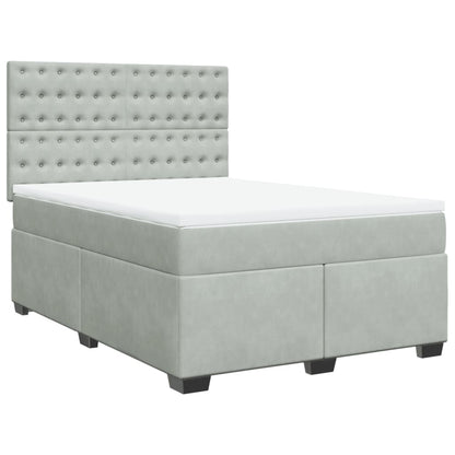 Boxspring met matras fluweel lichtgrijs 160x200 cm