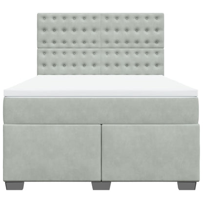 Boxspring met matras fluweel lichtgrijs 160x200 cm