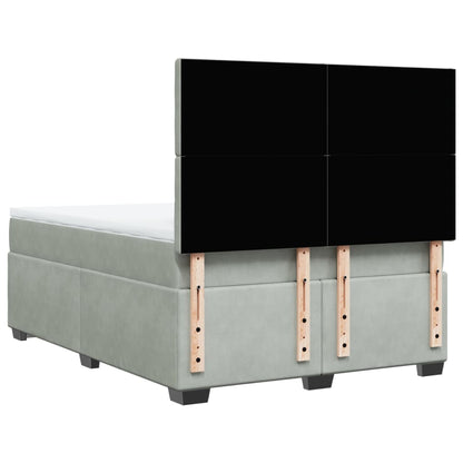 Boxspring met matras fluweel lichtgrijs 160x200 cm