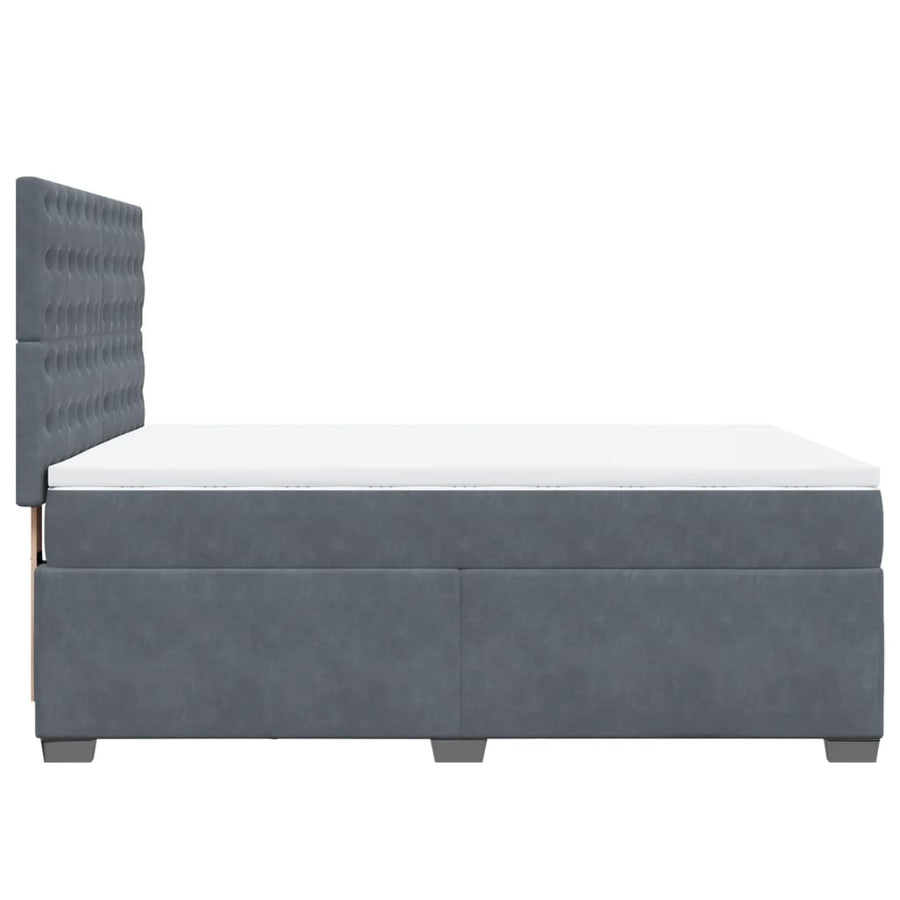 Boxspring met matras fluweel donkergrijs 160x200 cm