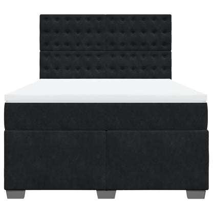 Boxspring met matras fluweel zwart 160x200 cm