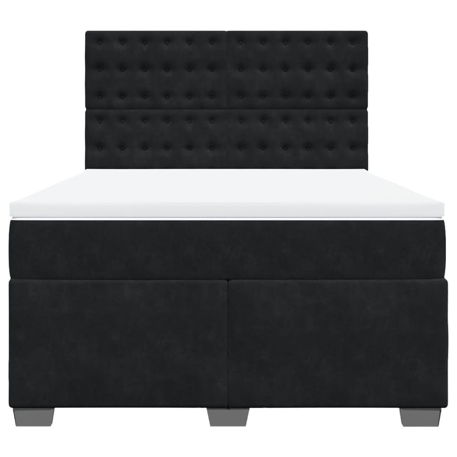Boxspring met matras fluweel zwart 160x200 cm