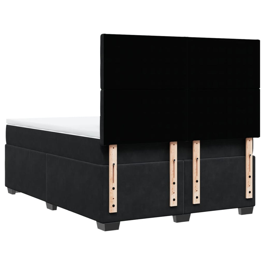 Boxspring met matras fluweel zwart 160x200 cm