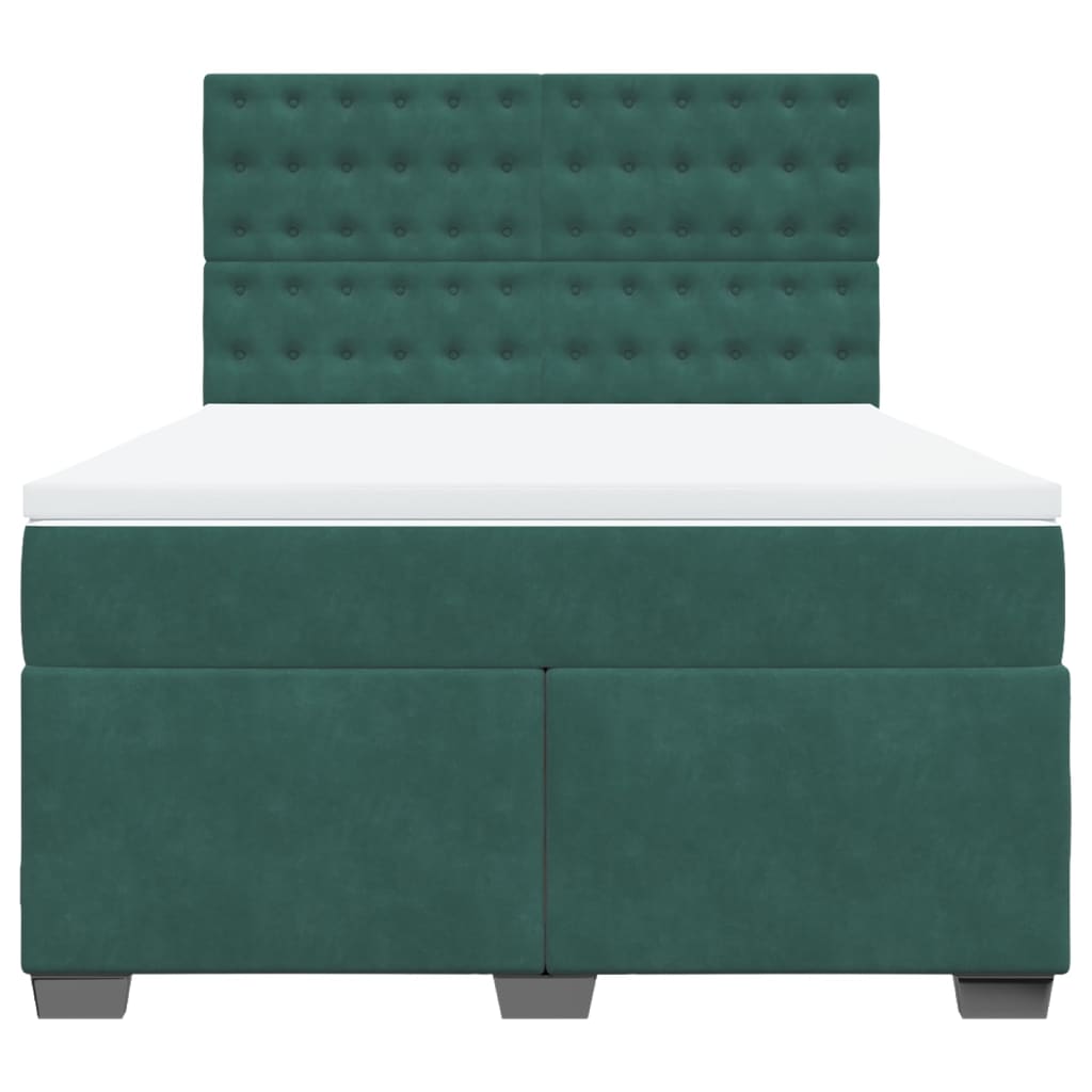 Boxspring met matras fluweel donkergroen 160x200 cm