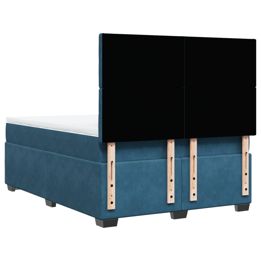 Boxspring met matras fluweel blauw 160x200 cm