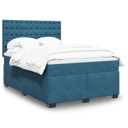 Box spring with velvet blue mattress 160x200 cm