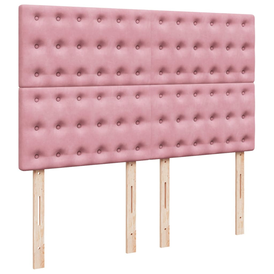 Boxspring met matras fluweel roze 160x200 cm